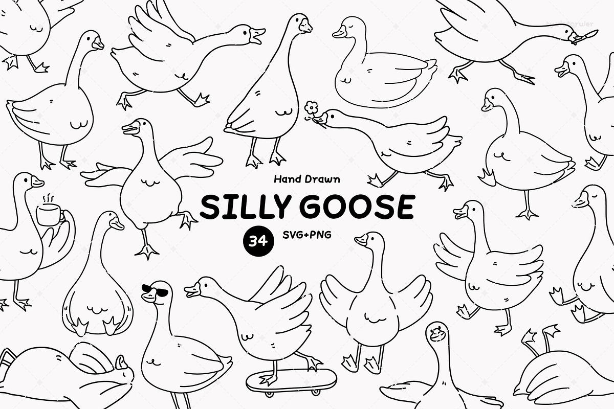 Hand Drawn Silly Goose Clipart Set, an Animal Illustration by Victoruler (Photo 1 of 6)