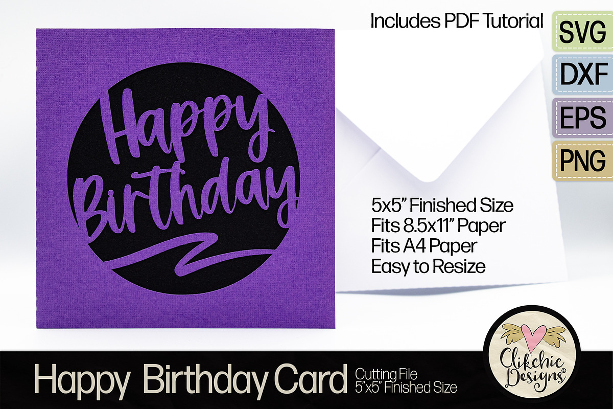 Happy Birthday SVG Cutting File, a Card Template by Clikchic Designs (Photo 1 of 6)