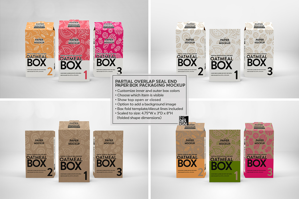 Paper Oatmeal Box Packaging Mockup, a Cups & Container Mockup by INCDesign (Photo 11 of 14)