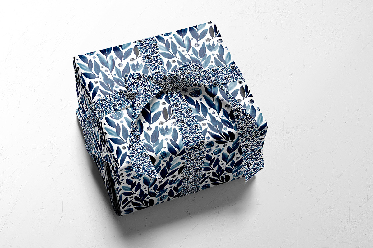 Floral in dark blue, a Pattern Graphic by Anya-D