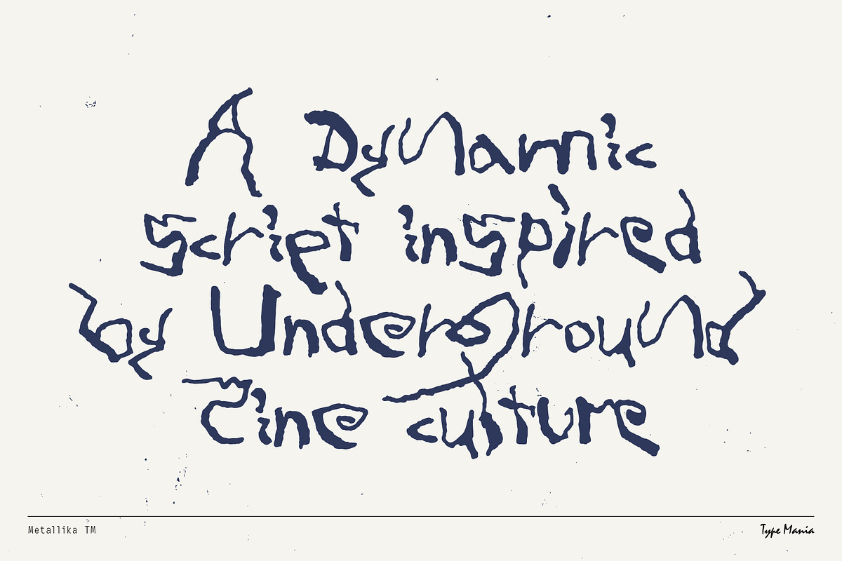 Metallika TM – Wicked Script Font, a Script Font by Type Mania (Photo 2 of 13)