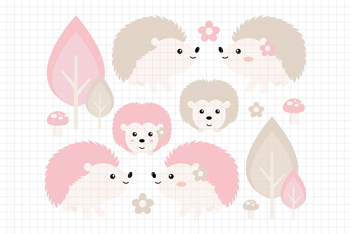 Hedgehogs Clipart (DC55B), an Animal Illustration by Printablestore