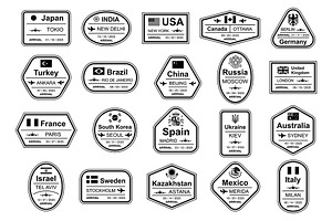 Travel Visa Stamps + pattern, a Graphic by Volyk