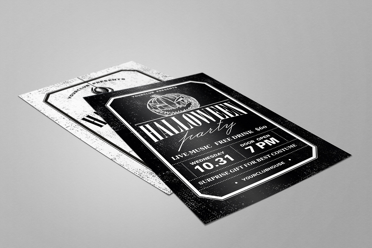2 Vintage Halloween flyer templates, a Flyer Template by Marie T (Photo 3 of 7)