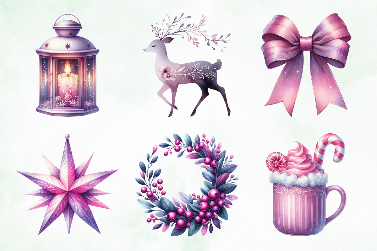 Purple and Pink Christmas Clipart, an Illustration by Creative Art (Photo 5 of 6)