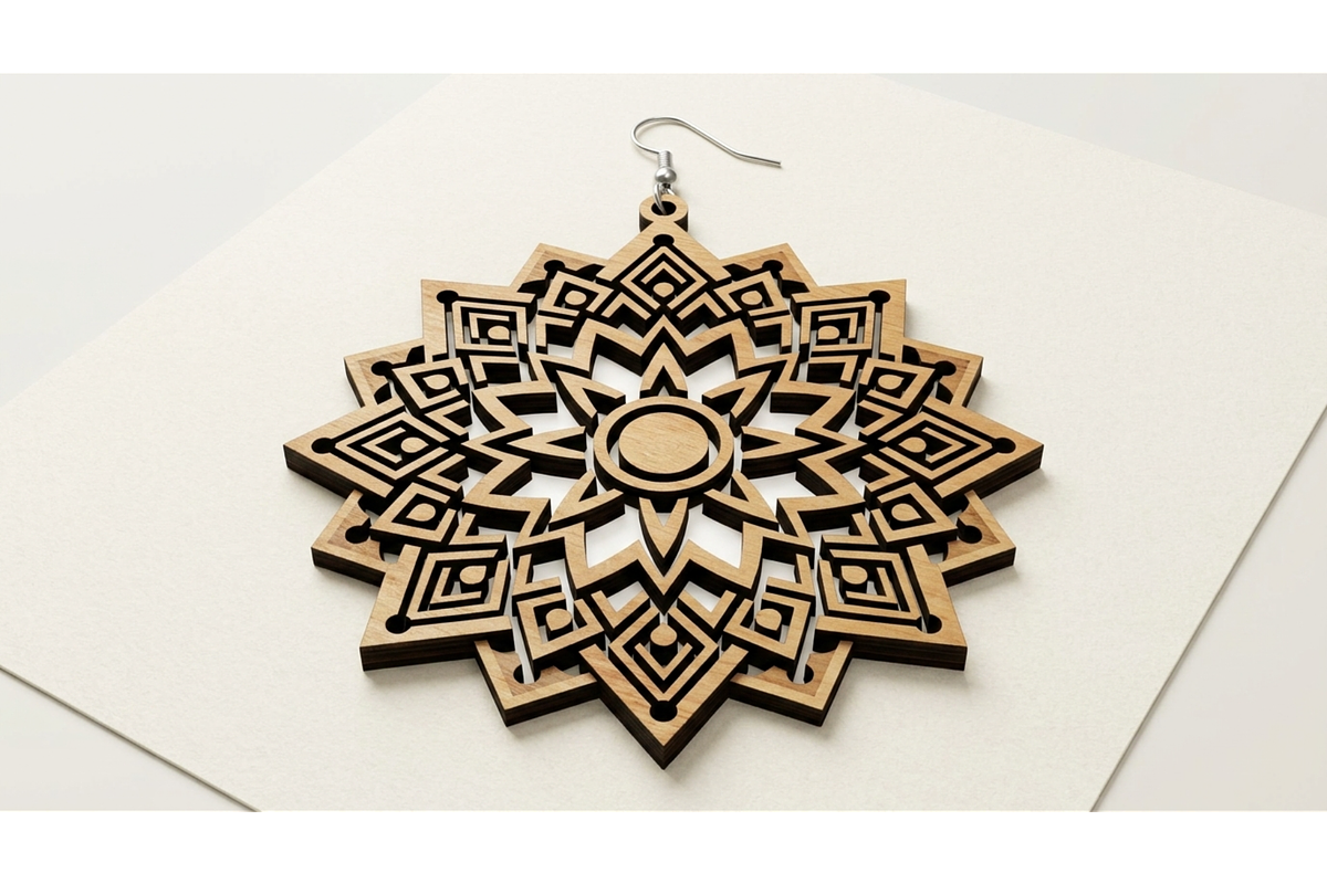 Mandala Earring Vector, an Object Graphic by hafijul (Photo 3 of 11)