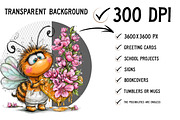 Whimsical Fuzzy Bee PNG Clipart, a Seasonal Illustration by Craft Nest (Thumbnail 2 of 6)