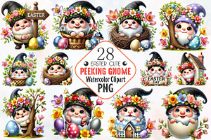 Easter day gnome peeking clipart, an Illustration by RobertsArt