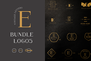 E letter MINIMAL VINTAGE LOGOS