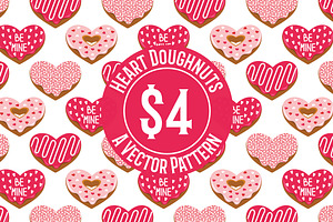 Heart Doughnuts Seamless Pattern