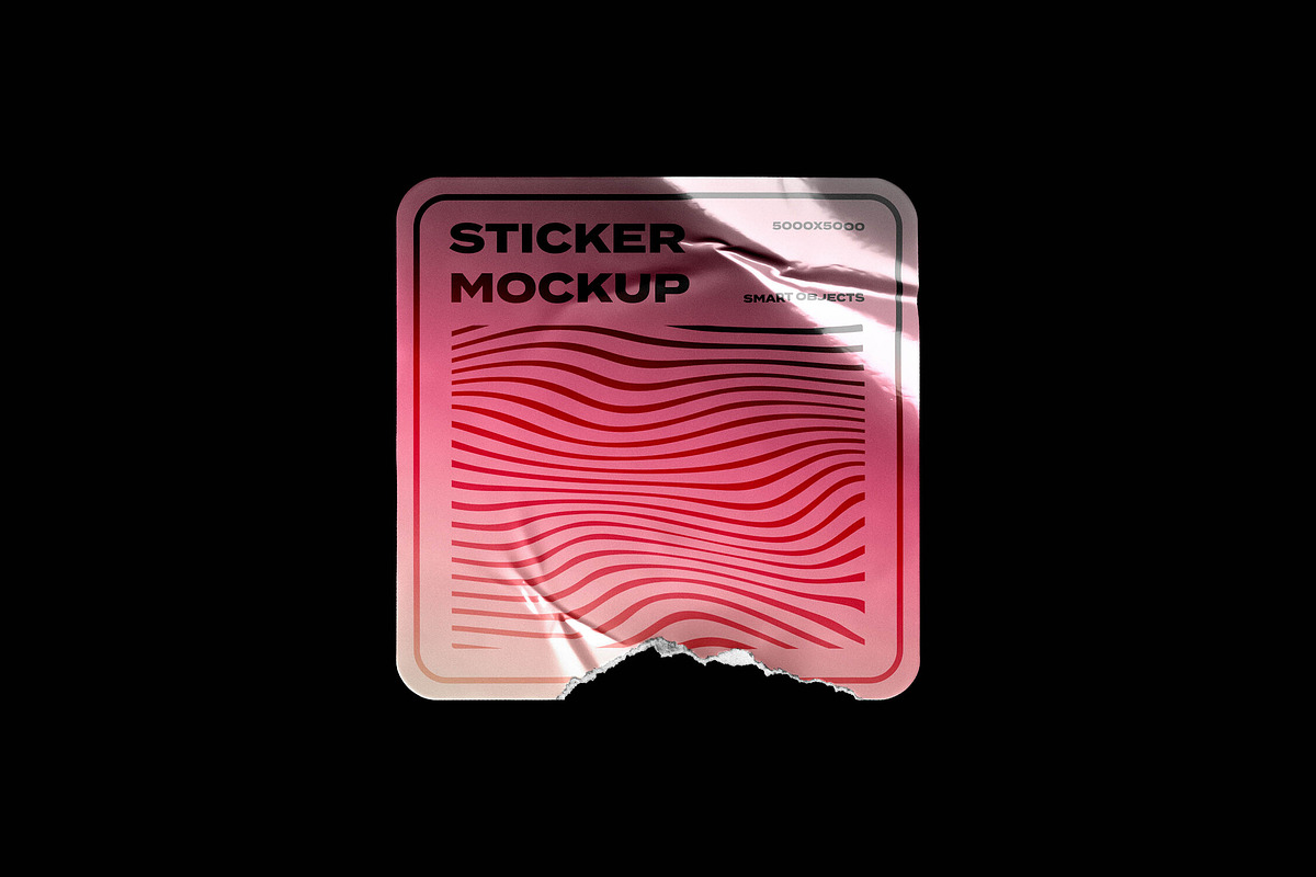 Ripped Square Sticker Mockup, a Pens & Pencil Mockup by Design Squad