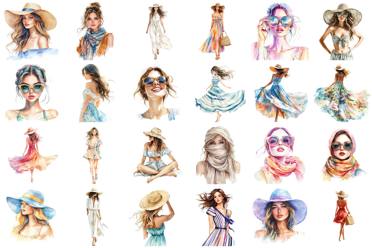 Summer Coastal Fashion Clipart, an Illustration by designcity5 (Photo 2 of 5)