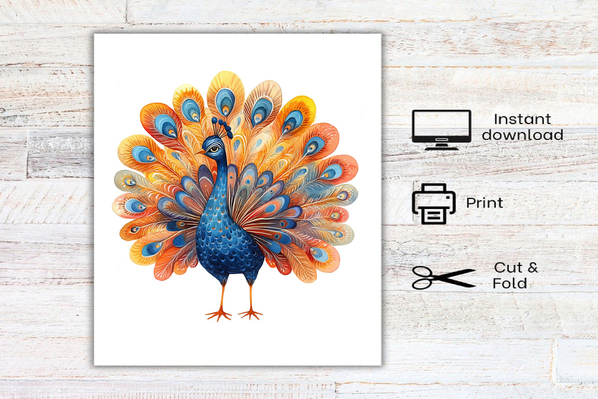 Watercolor Folk Art Animals Clipart, an Illustration by Canvas Craft (Photo 8 of 8)