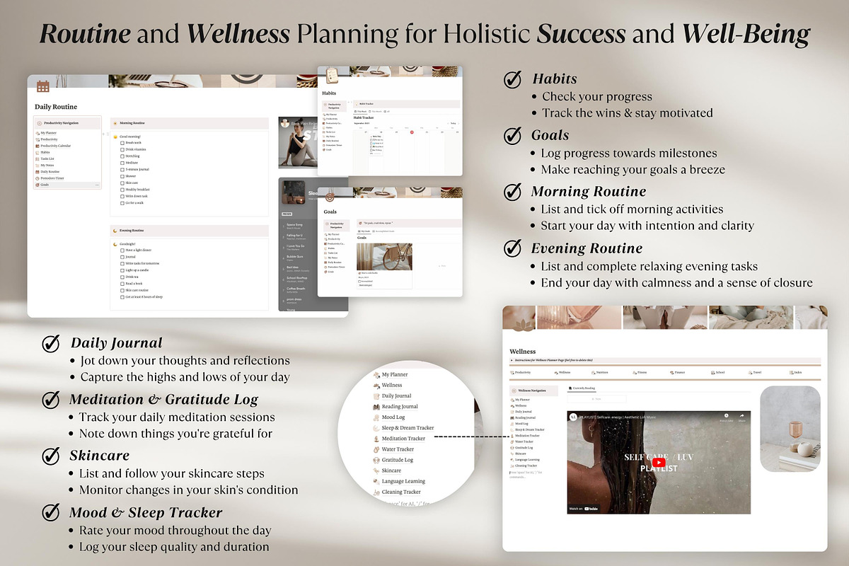 Life Planner Notion Template, an UI Kit Template by The Thrive Society (Photo 4 of 10)