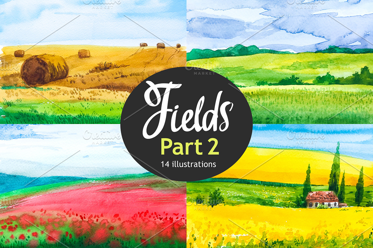Watercolor Landscapes. Part 2, a Background Graphic by Mona Monash (Photo 1 of 5)