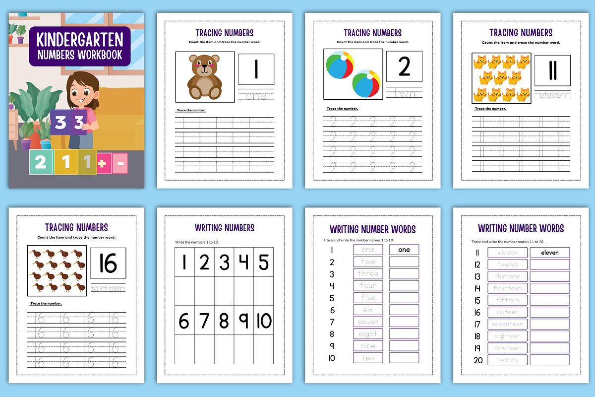 Kindergarten Numbers Workbook Canva
