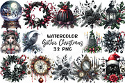 Gothic Christmas Watercolor Clipart, an Illustration by CraftArtStudio (Thumbnail 1 of 6)