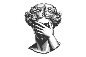 Classical Statue Facepalm engraving, a Person Illustration by AlexArt