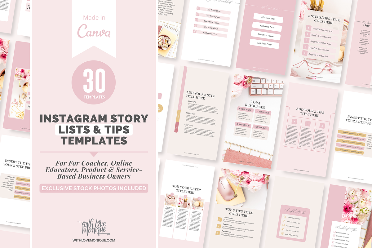 30 Instagram Story Tips Templates, a Social Media Template by With Love Monique (Photo 1 of 8)
