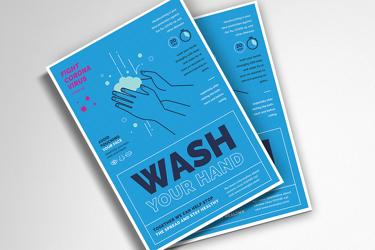 Wash your Hand Poster Campaign, a Flyer Template by VectorVactory