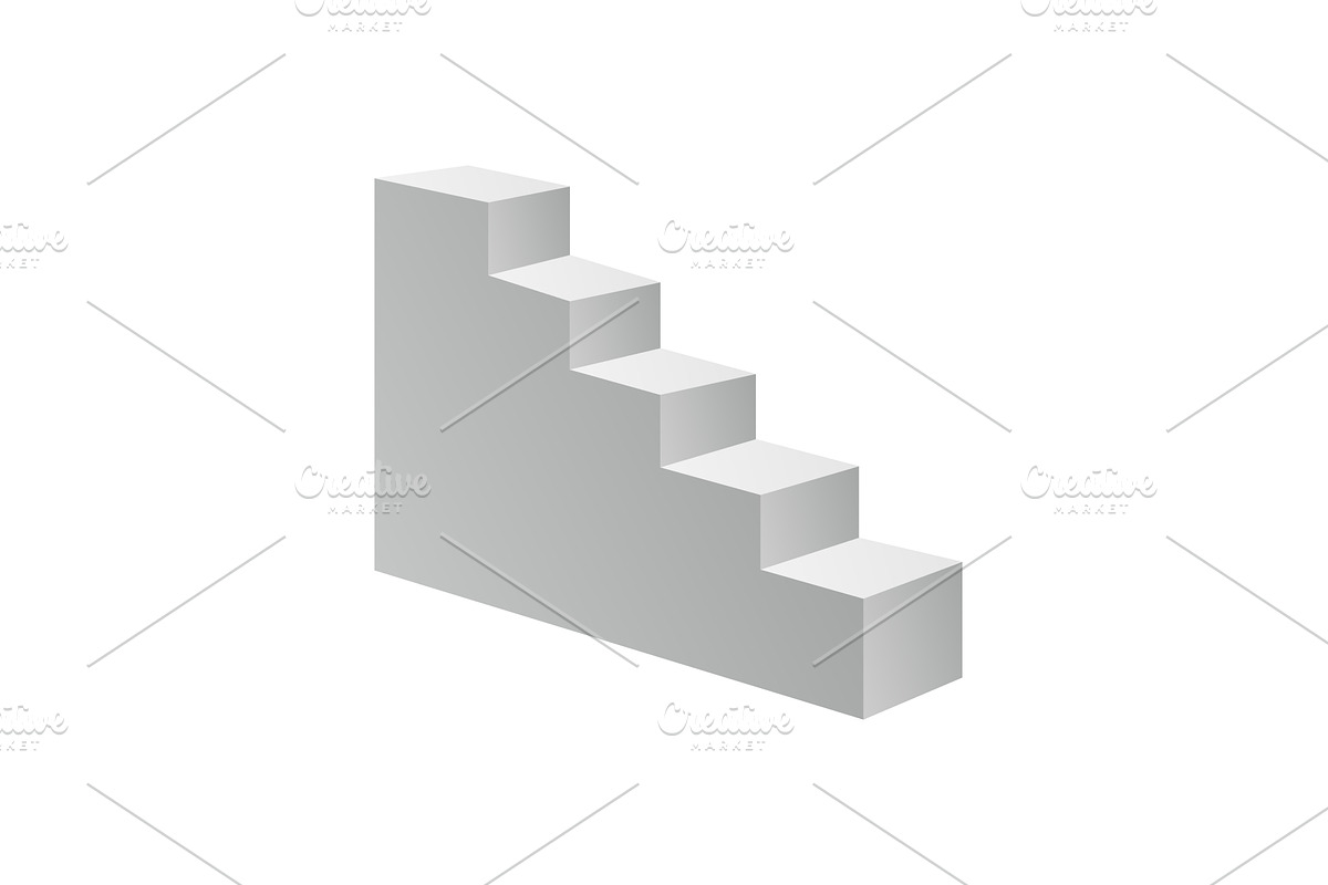 Minimal vector 3D staircase with, an Object Illustration by GraphiShop