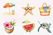 Tropical Clipart Watercolor, Cute, an Illustration by CreationArt (Thumbnail 2 of 9)