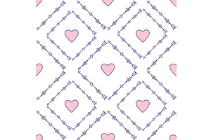 Doodle arrow love seamless pattern, an Illustration by Valerie Bodnar