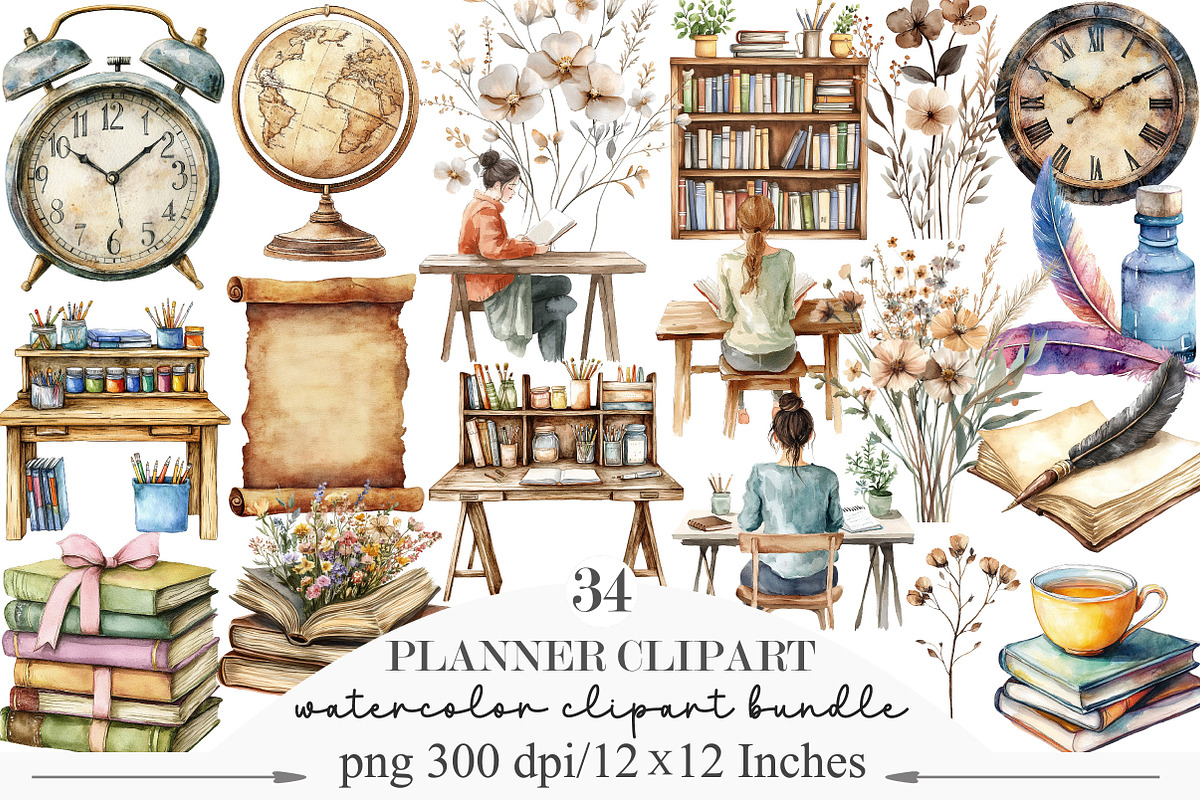 Planner Clipart Bundle,, an Illustration by Designking (Photo 1 of 5)
