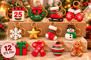 Christmas Keyring 3D STL Bundle