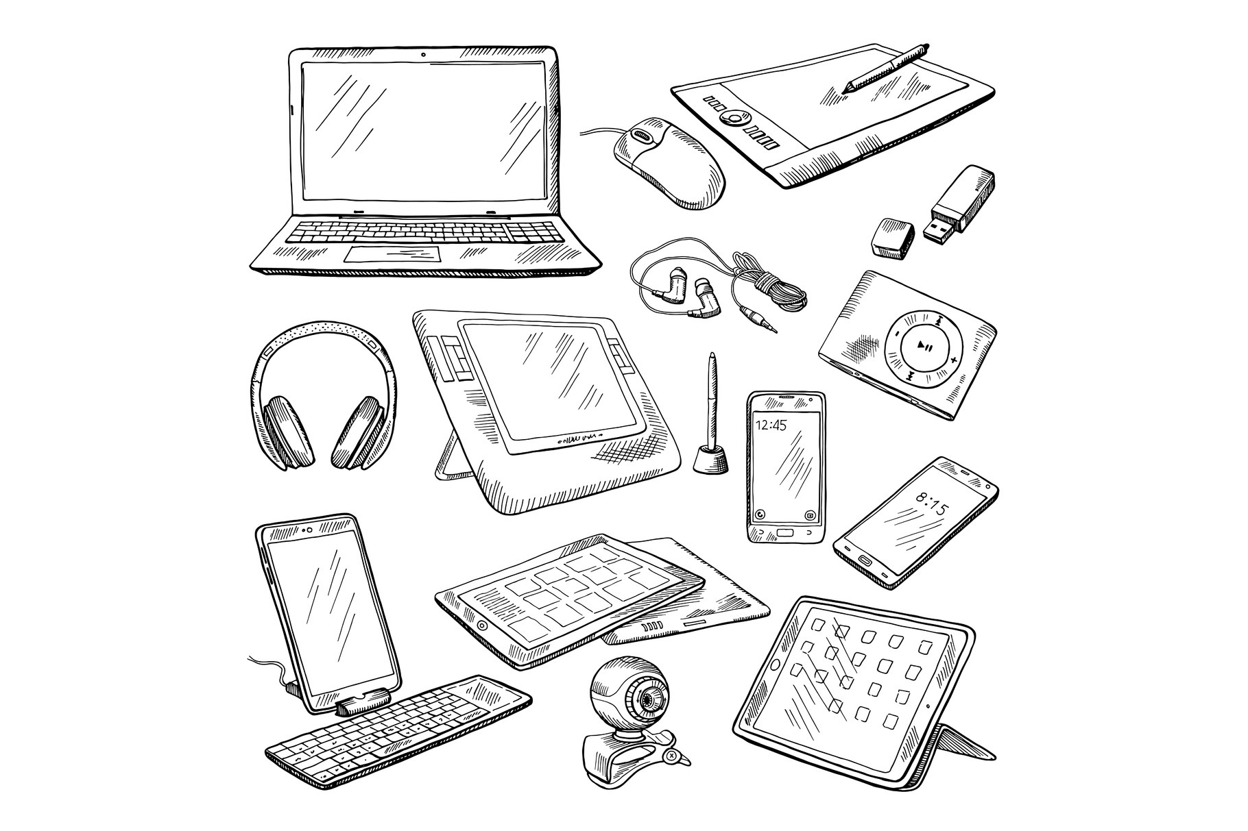 Different computer gadgets. Doodle, an Object Graphic by Onyx