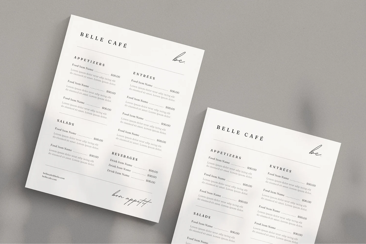 1 Page Simple Menu Template Canva, a Marketing Template by frommakertomaker (Photo 1 of 7)