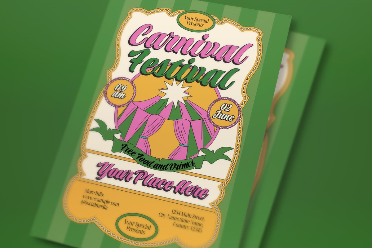 Green Beige Carnival Flyer Set, a Flyer Template by graphicook (Photo 2 of 3)