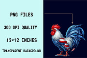 Watercolor Patriotic Cock  Sublimati, an Illustration by SVGArt (Thumbnail 7 of 8)
