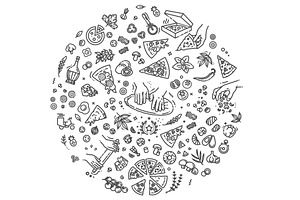 Italian Traditional Pizza Vector, a Food Illustration by Tettygreen