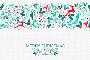 Christmas seamless pattern + label