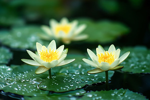 Water lily flower with water droplet, a Photo by MistyDay
