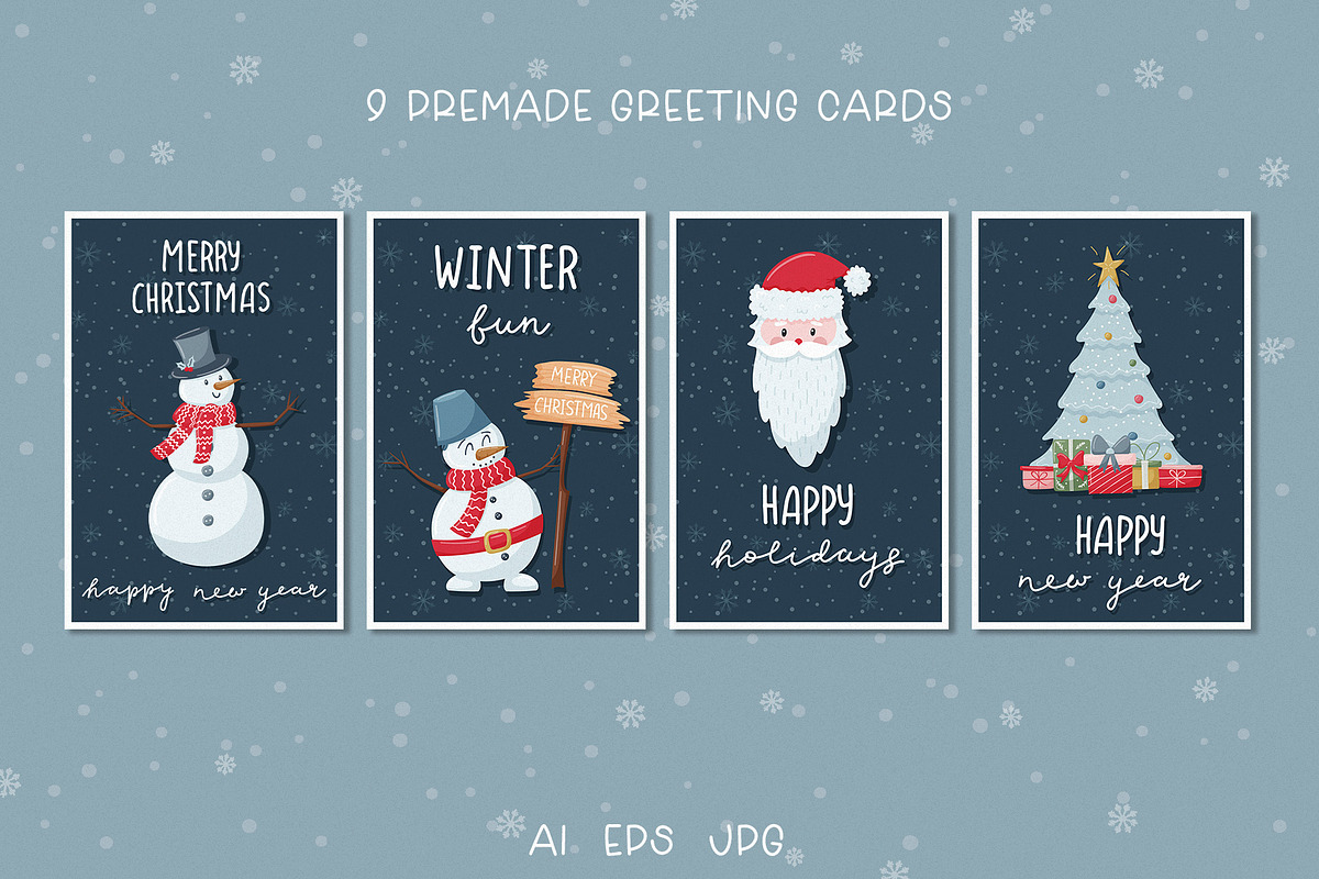 Christmas clipart, cards, phrases, a Seasonal Illustration by Valeria Soloveva (Photo 3 of 8)
