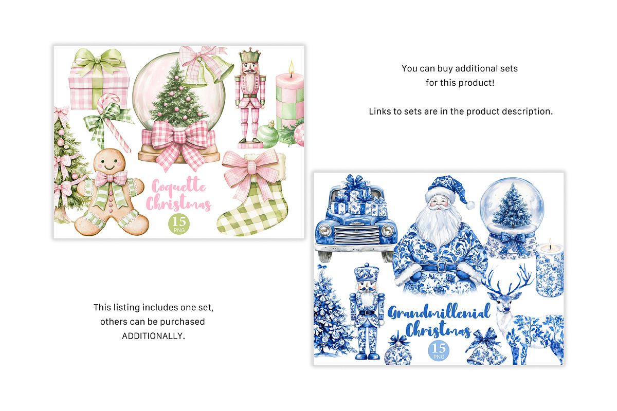 Coquette Christmas Clipart, a Seasonal Illustration by GlamArtZhanna (Photo 2 of 6)