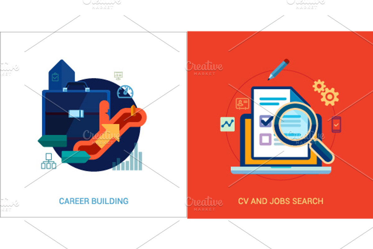 Flat icons set for human resources. preview 3