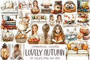 Watercolor Lovely Autumn Clipart, an Illustration by OK Design (Thumbnail 1 of 5)