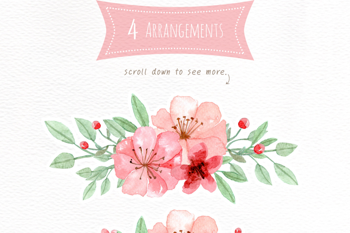 RedPink Garden Flower Graphic Set, an Illustration by May • SHO (Photo 2 of 9)