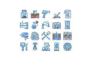 Geology Researching set Icons hand, an Object Illustration by pikepicture