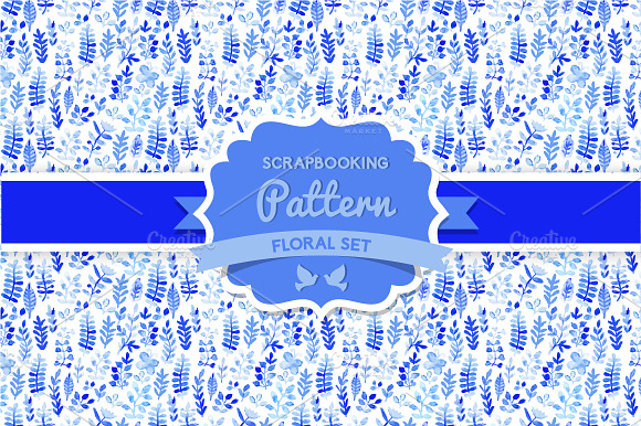 Watercolor vector flowers pattern preview 5