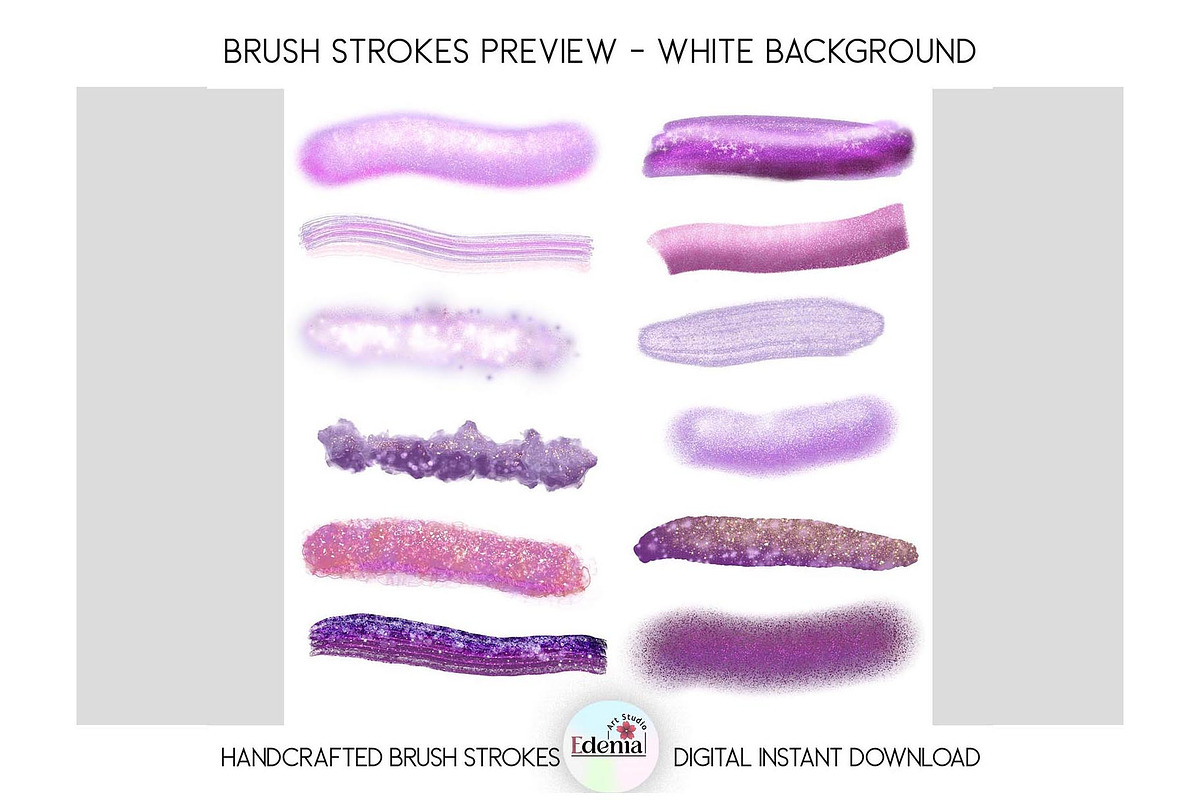 Glitter Lavender Brush Strokes PNGs, a Decorative Illustration by EdeniaArtStudio (Photo 2 of 7)