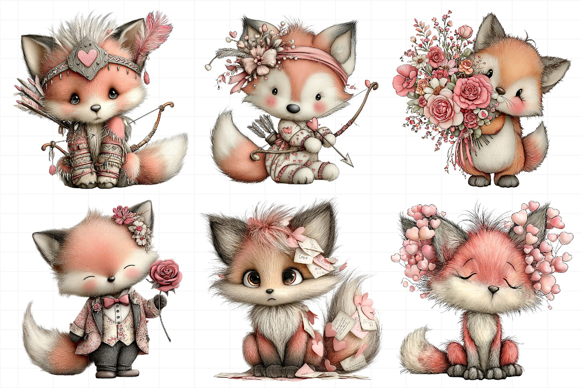 Quirky Funny Valentine Fox Clipart, an Illustration by Daily.Designs (Photo 3 of 5)