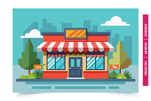 Red Brick Shopfront, an Illustration by Tanuart