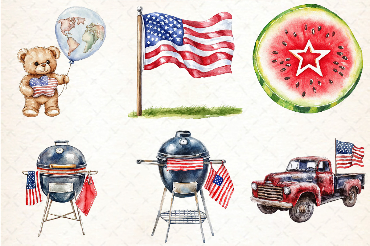 4th of July Clipart Bundle, an Illustration by DreamCafeArt (Photo 2 of 8)