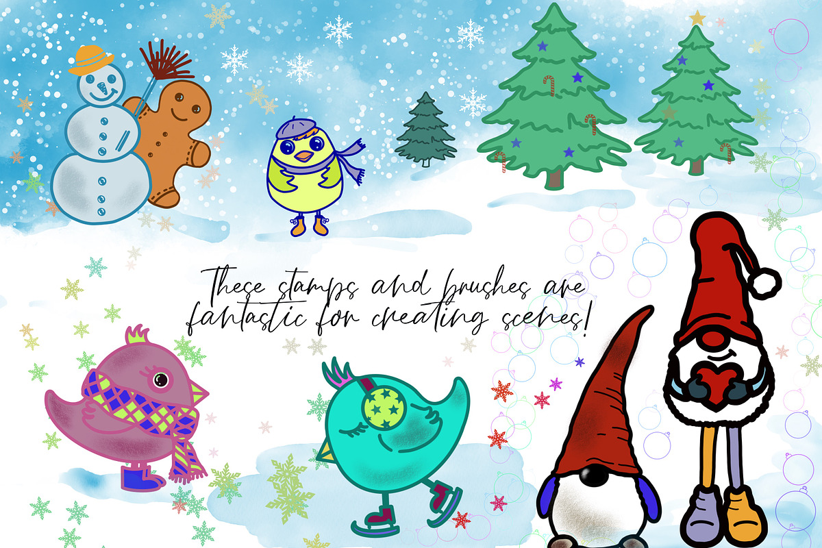 Winter Procreate Brushes & Stamps, a Shape Add-On by Ducatum (Photo 7 of 8)