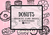 Donut Procreate Stamp Brush Set, a Brush Add-On by HalieKStudio (Thumbnail 1 of 12)