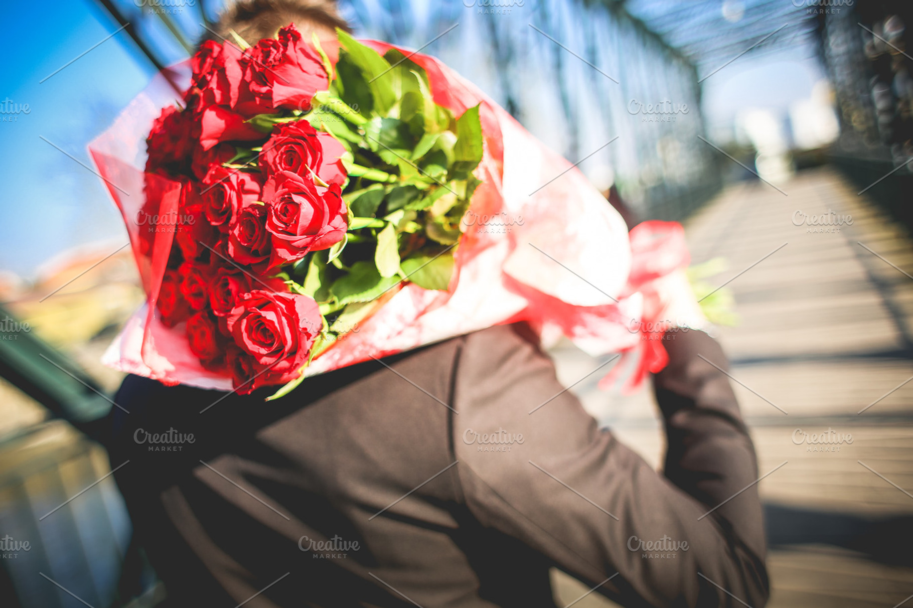 Gentleman with bouquet of roses 2 featuring bouquet, flowers, and ...